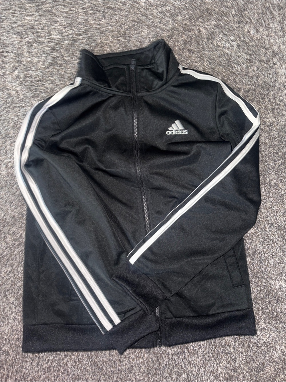 adidas Black Track Jacket with White Stripes - Kids